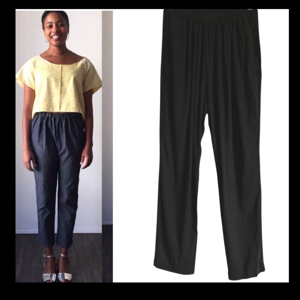 Jill Aiko Yee Designer Black Minimal Cotton Pants Size Medium